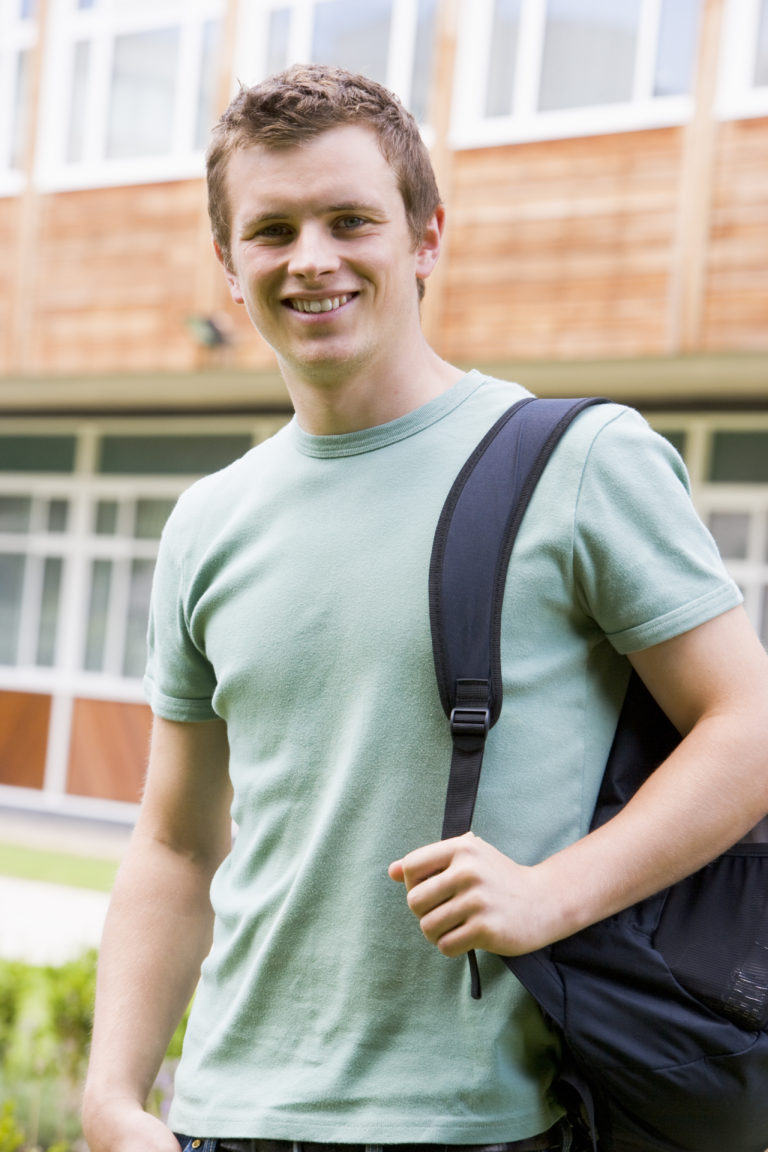 Male college student on campus